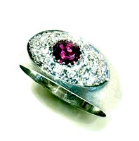 Ring Woman Anni '80 in White Gold Rubino RUB CT 0.48 D CT 0.20 VS/H
